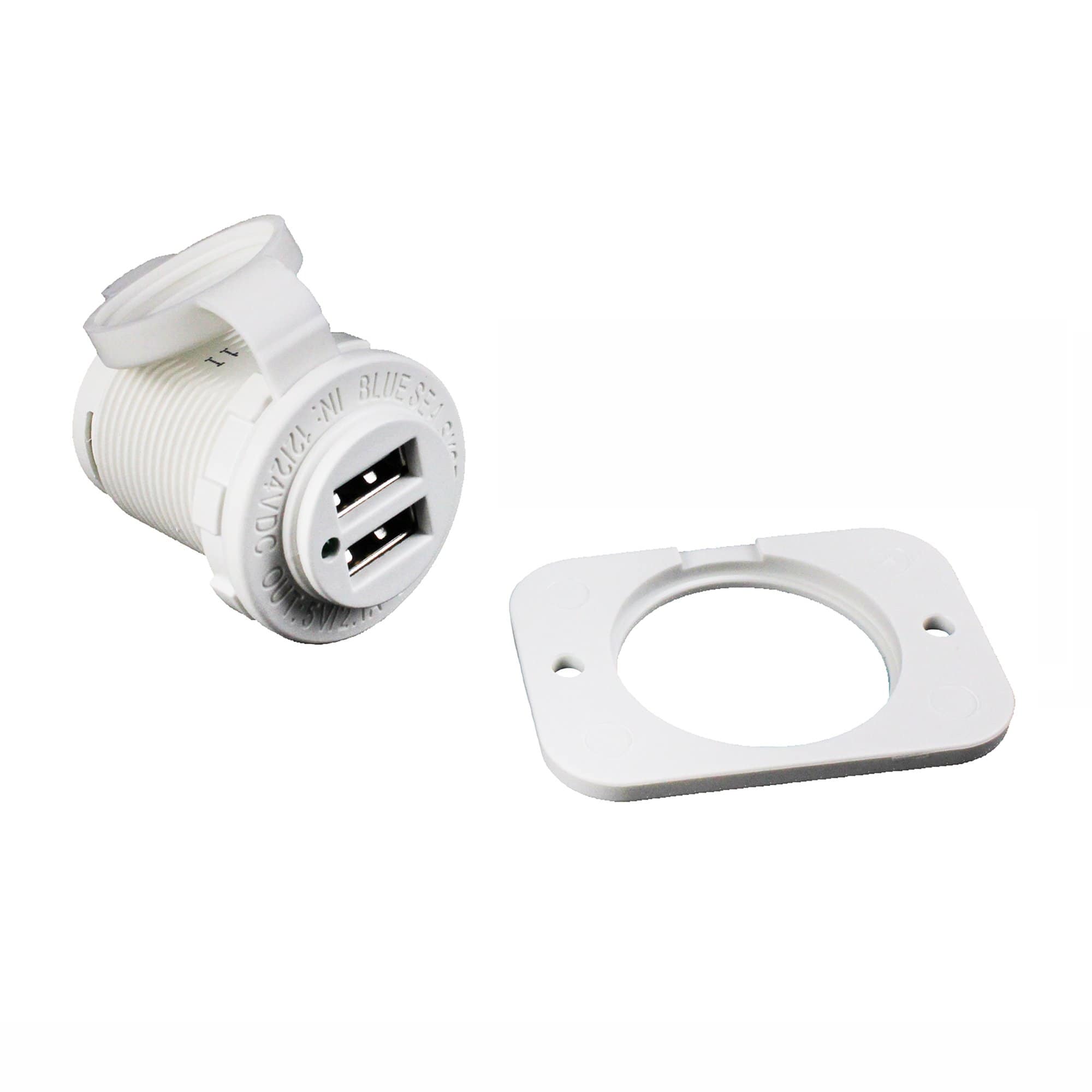 Blue Sea Systems 1016200-BSS 12/24V Dual USB Charger, 2.1A, White