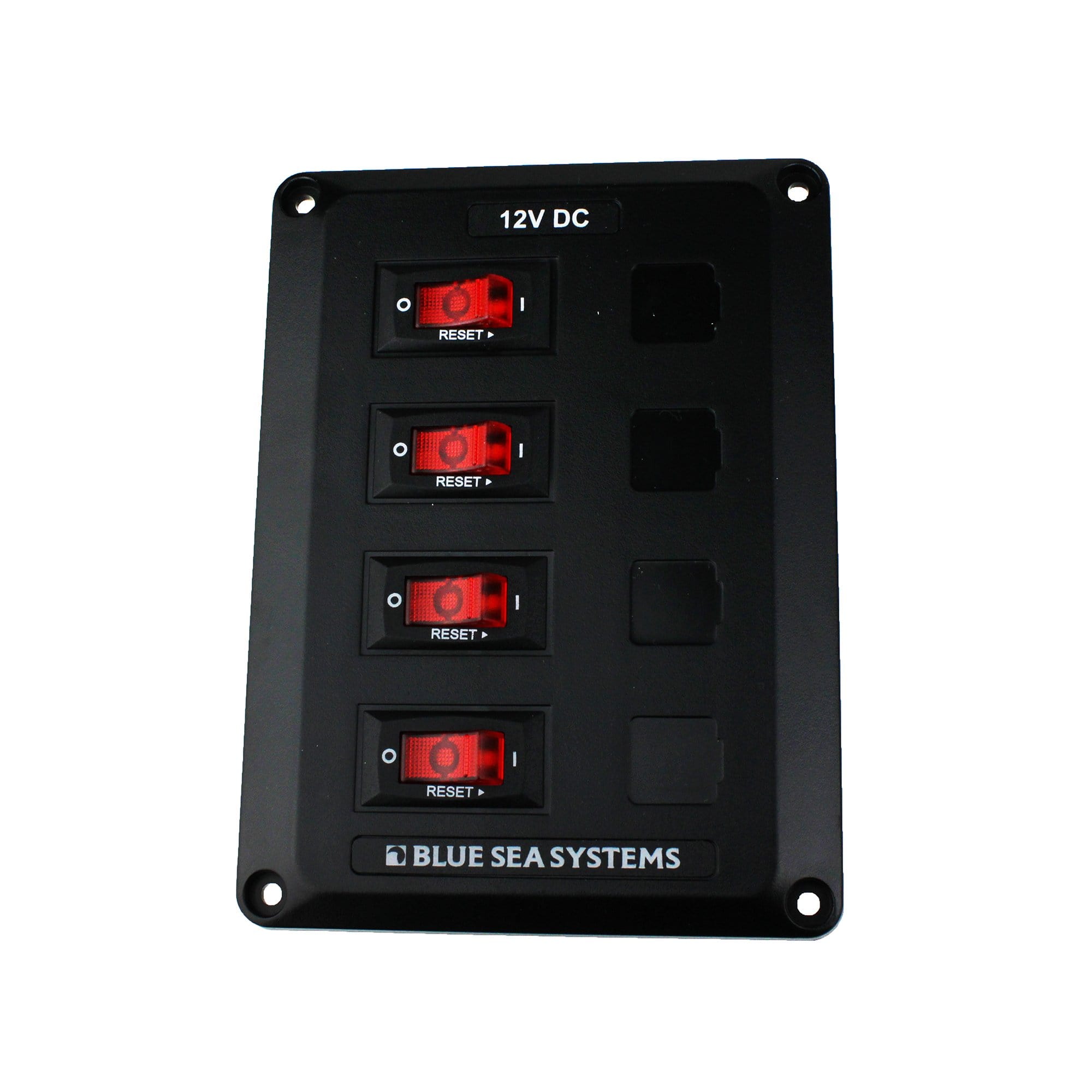 Blue Sea Systems 4350-BSS BelowDeck Circuit Breaker Panel, 4 Positions, 12V DC