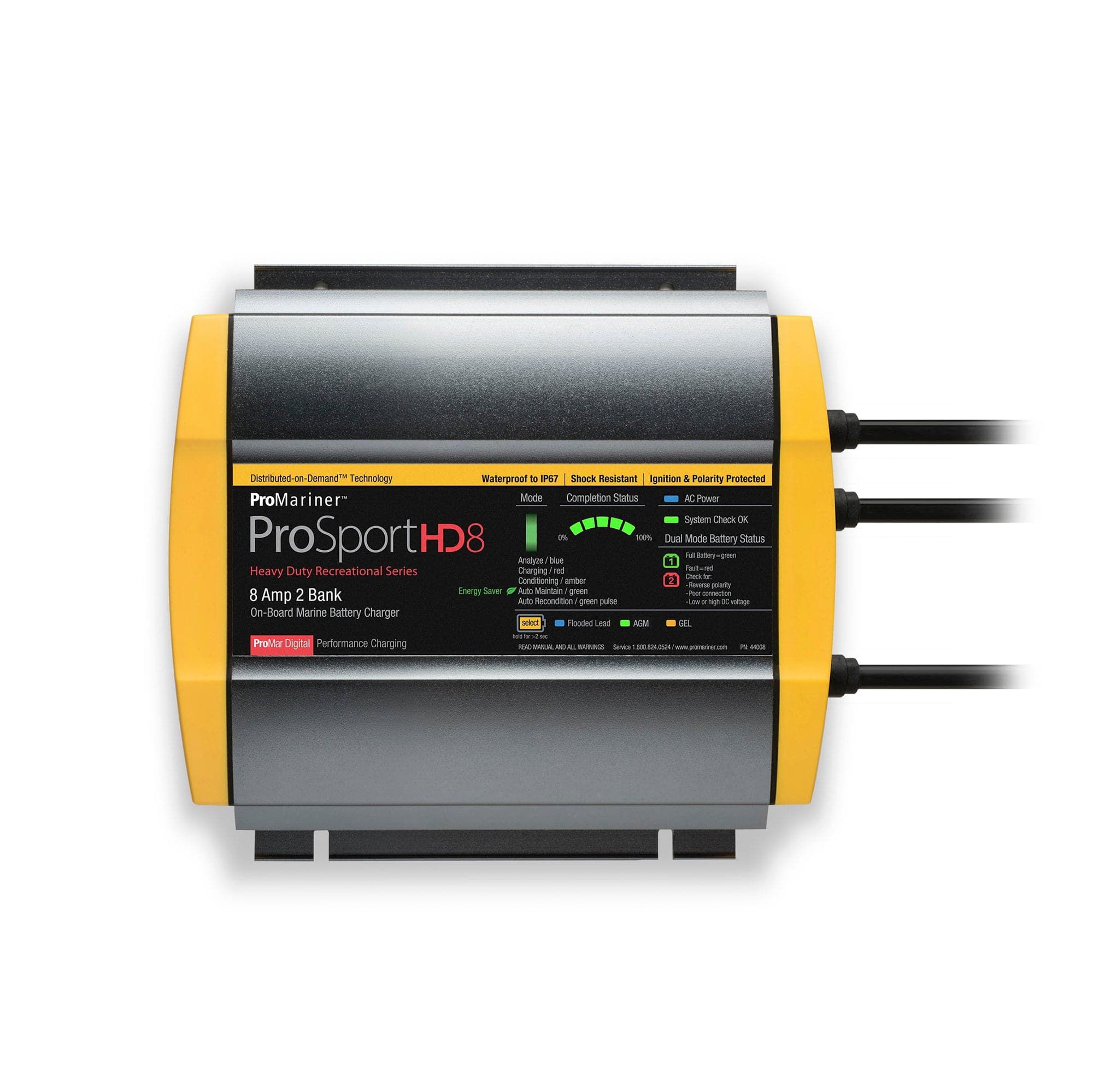 ProMariner 44008 Power Products ProSport HD 8 Gen 4  8A, 2 Bank, On-Board Battery Charger