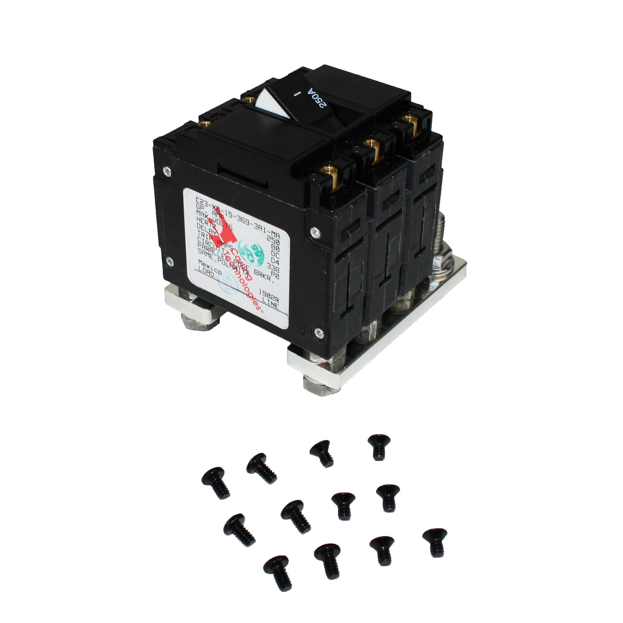 Blue Sea Systems 7477-BSS 250A C-Series Circuit Breaker, Flat Rocker, 3 Pole