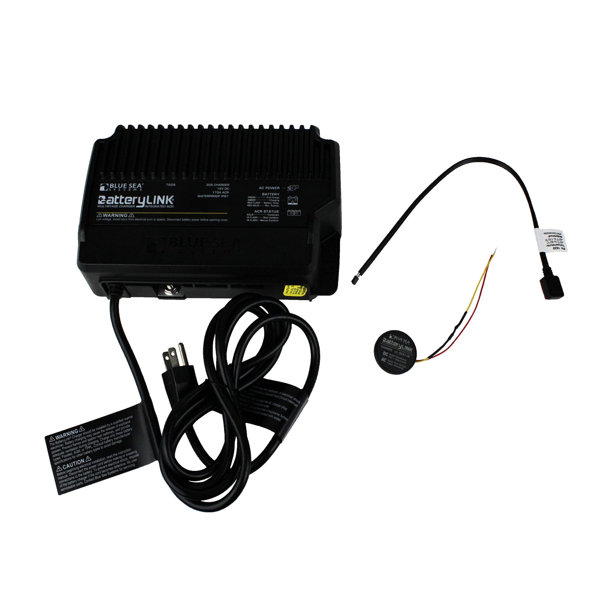 Blue Sea Systems 7608-BSS 12V 20A 2 Bank Battery Charger