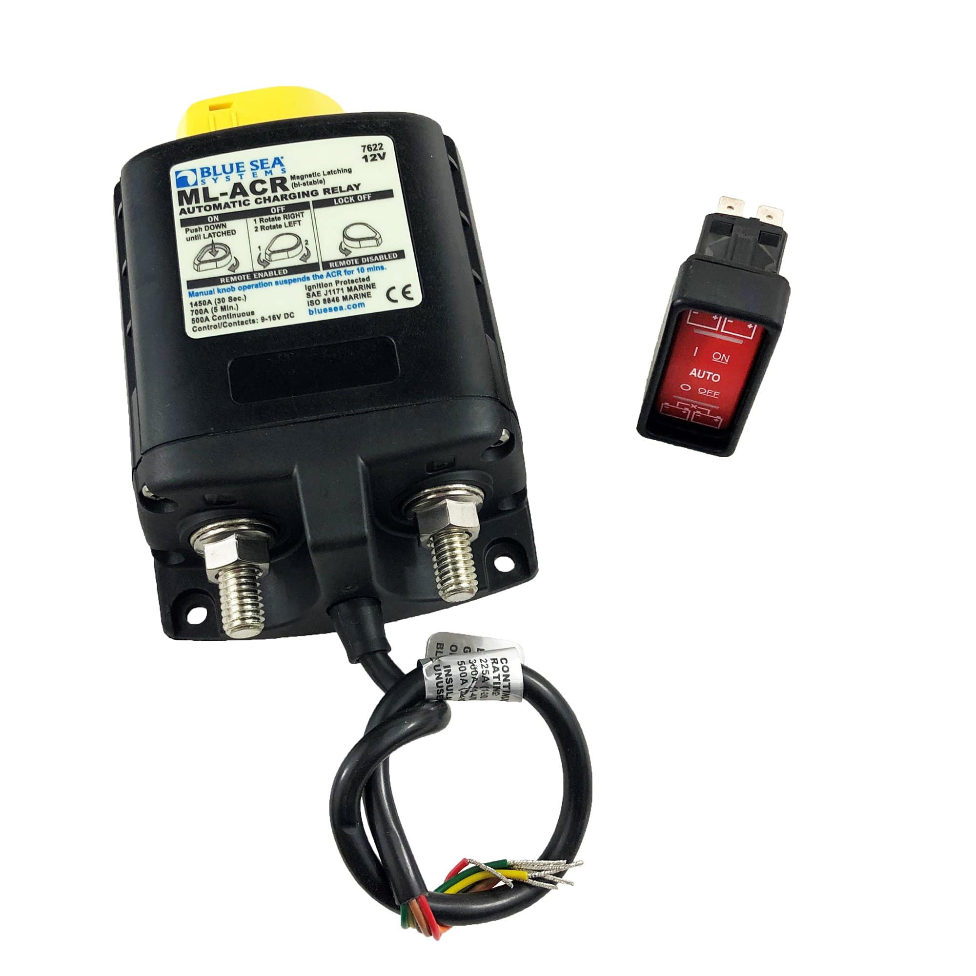 Power Products Blue Sea Systems 7622-BSS ML-ACR Automatic Charging Relay with Manual Control 12V DC 500A