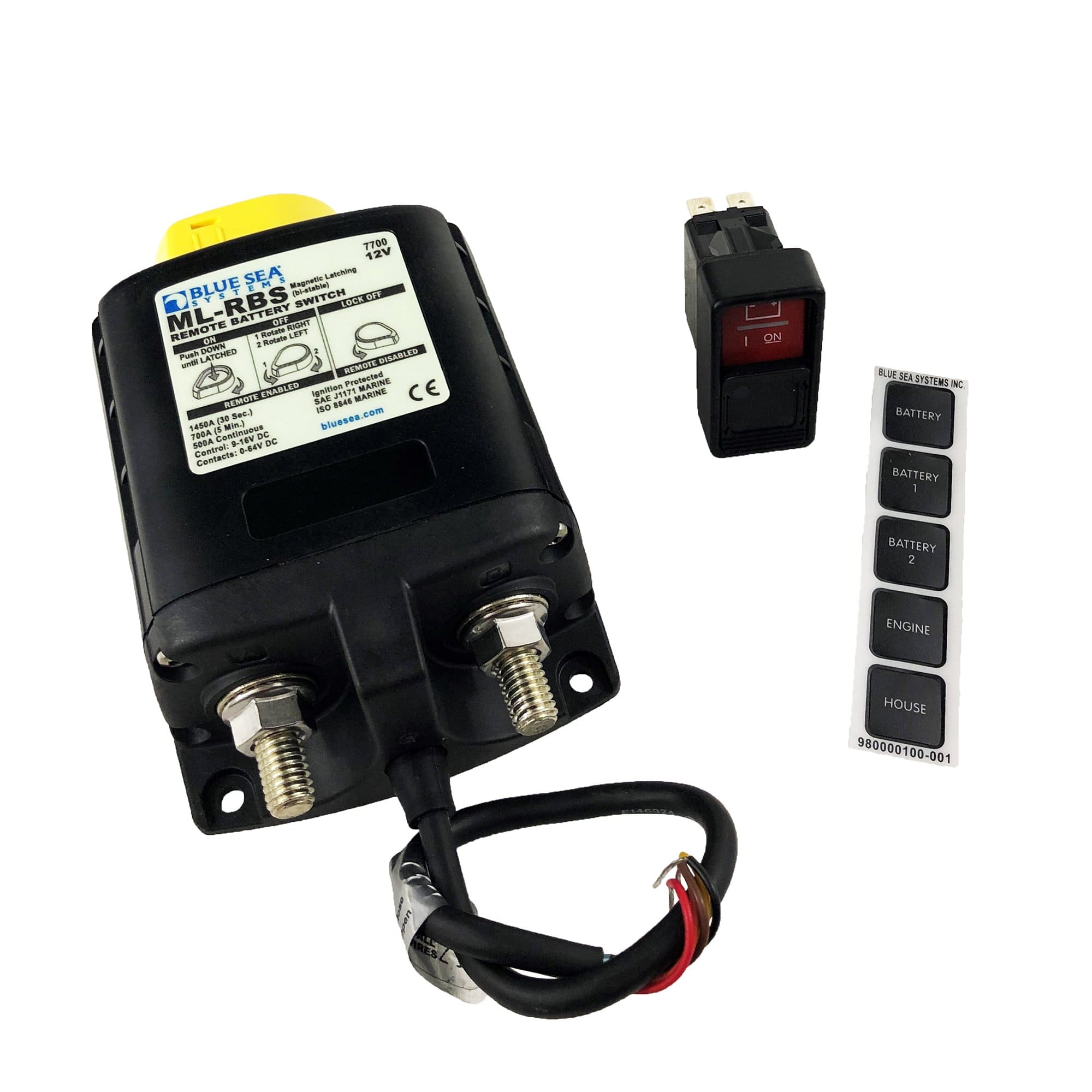 Power Products Blue Sea Systems 7700-BSS Remote Battery Switch with Manual Control 12V DC 500A