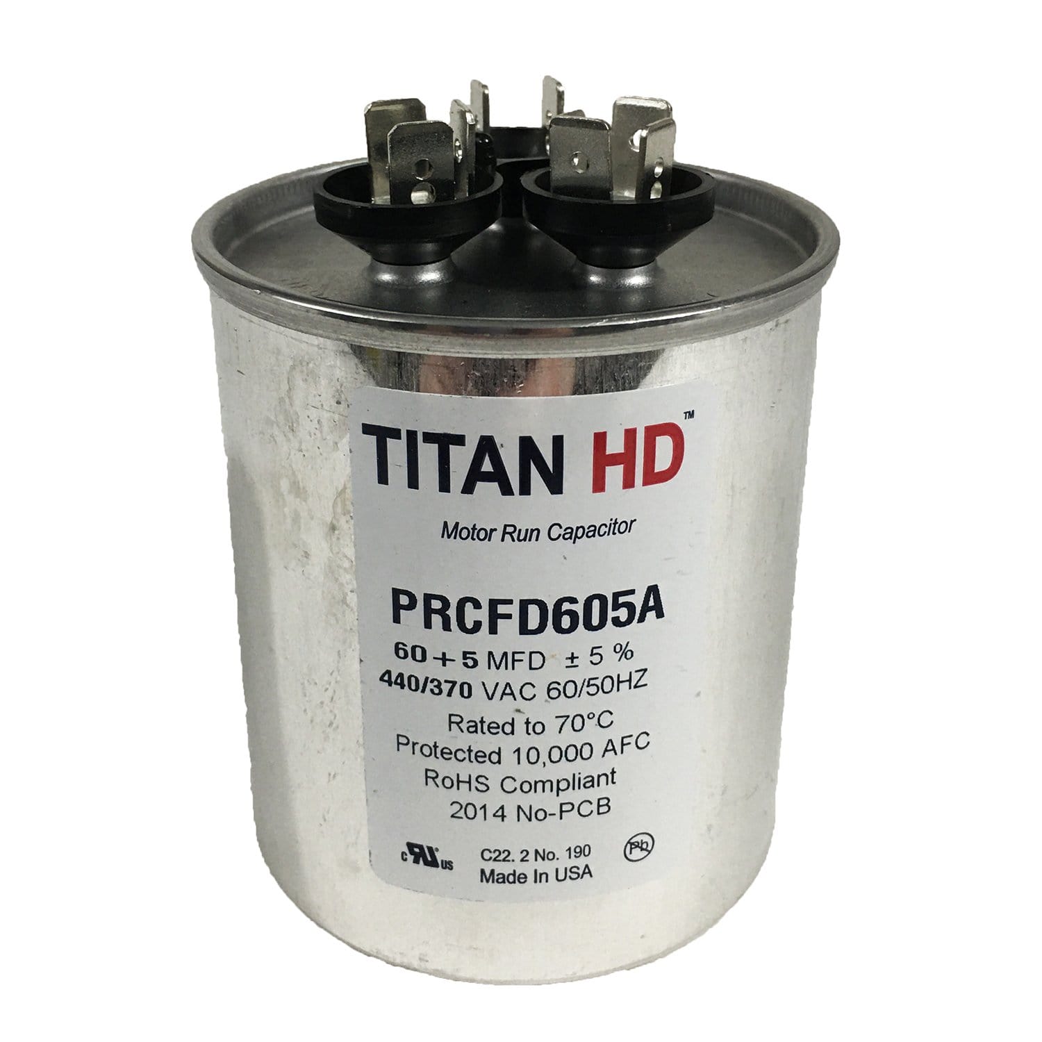 Packard Titan HD PRCFD605A Run Capacitor 60+5 MFD 440/370 Volt