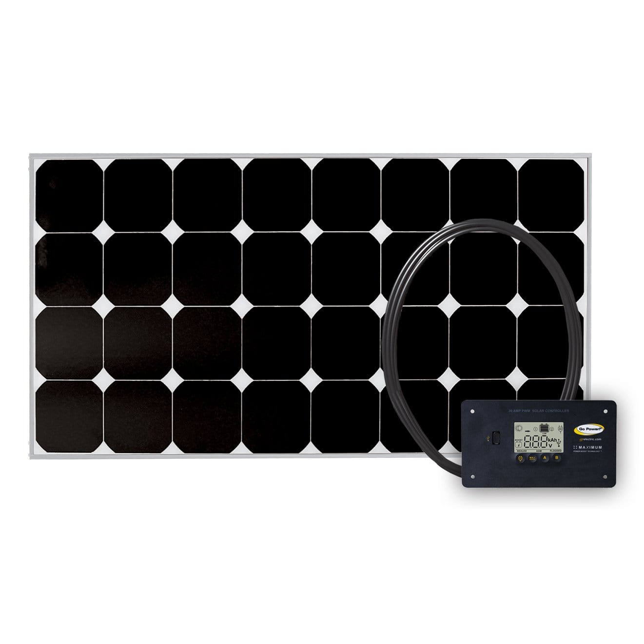 Go Power Retreat 100 Watt 5.45 Amps Solar Charging Kit With 30 Amp Digital Charge Controller