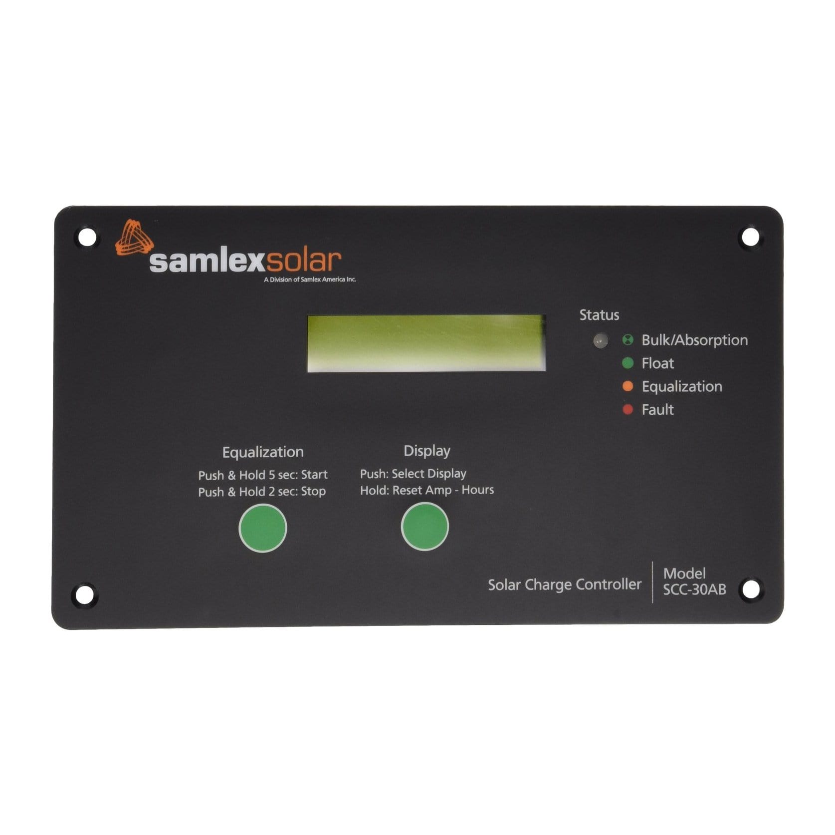 Samlex SCC-30AB 12 / 24 Volt 30 Amp Pulse Width Modulation (PWM) Solar Charge Controller With LCD Display