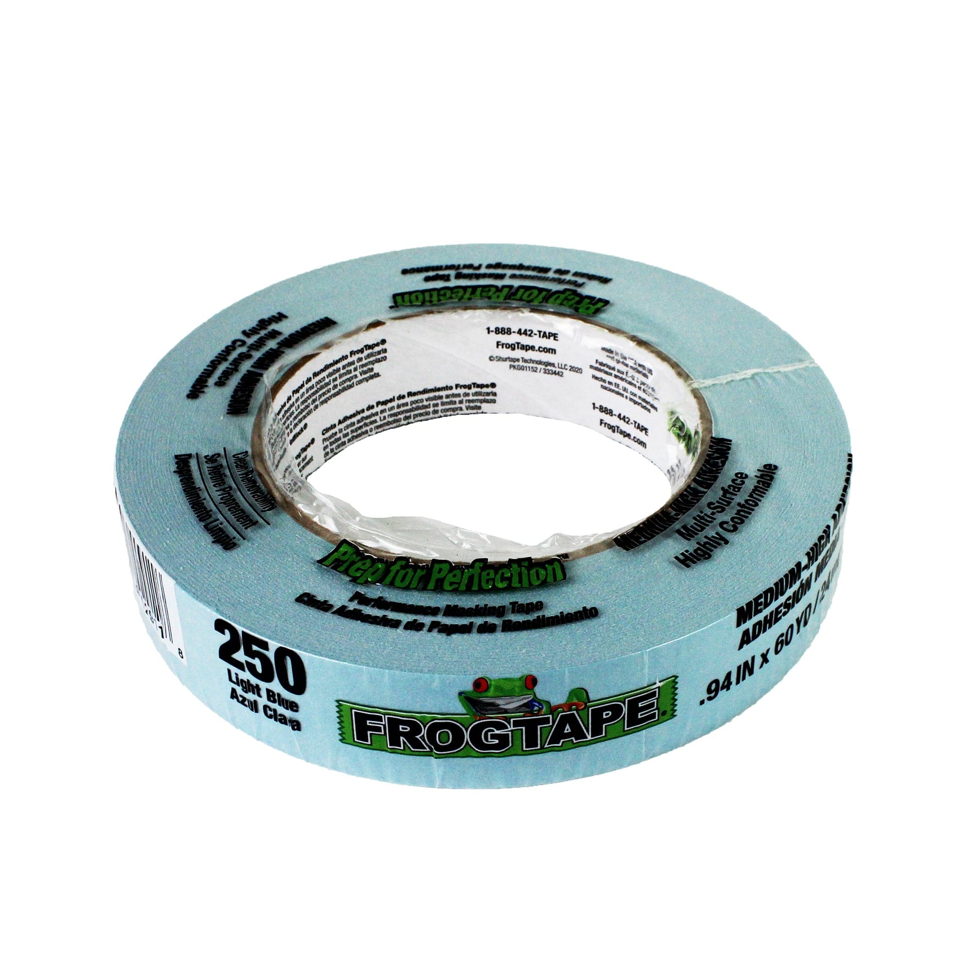 Shurtape 105378 FrogTape CP 250 24mmx55m Performance Grade Masking Tape, Medium-High Adhesion, Moderate Temperature - Light Blue