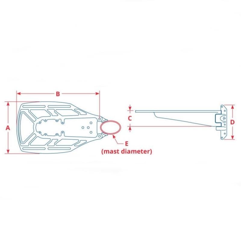 Seaview SM18U Mast Mount for 18" Satdome / Radar - Furuno, JRC, Koden, Lorenz