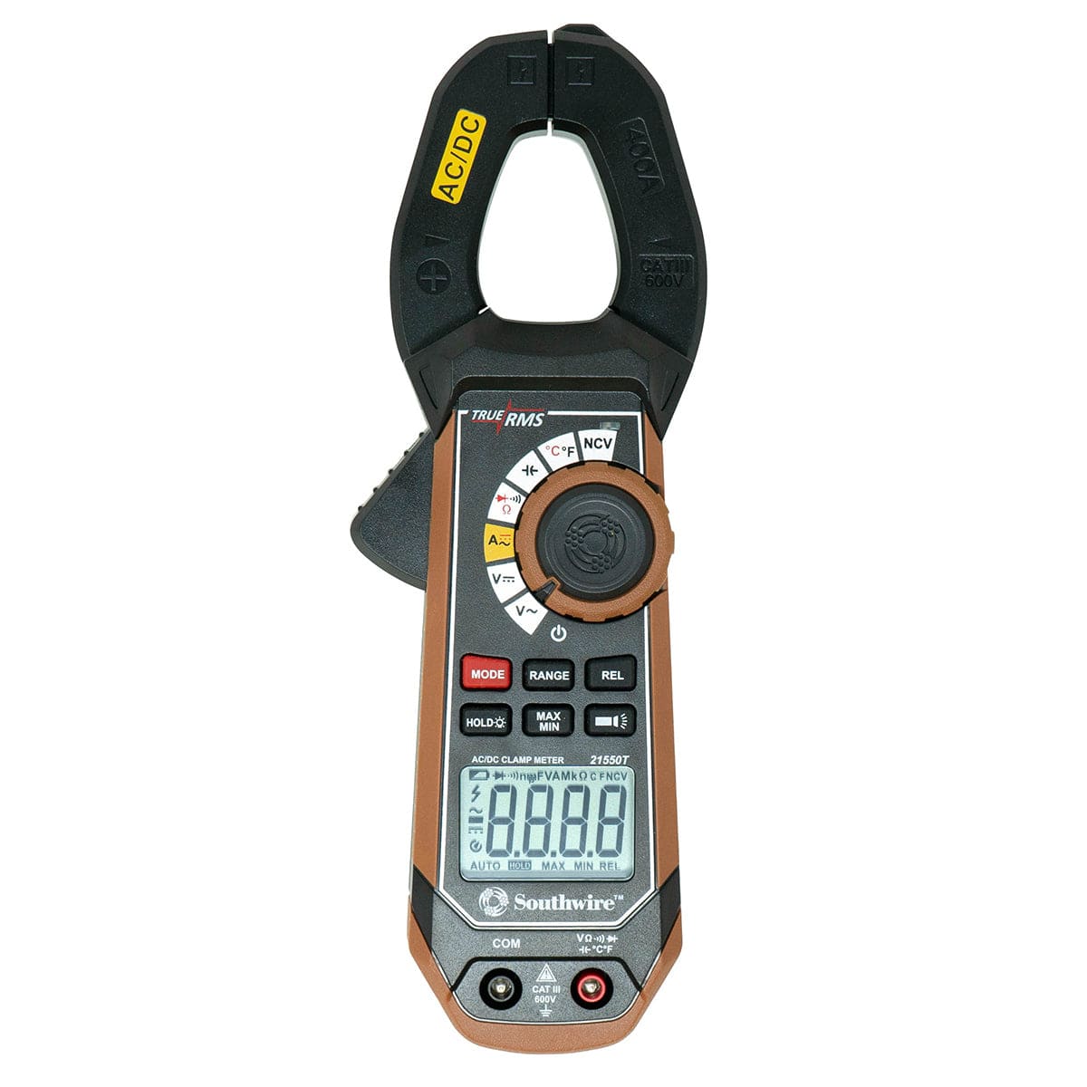 Southwire 21550T 400A AC/DC Clamp Meter with True RMS, Built-In NCV, Worklight, and Third-Hand Test Probe Holder