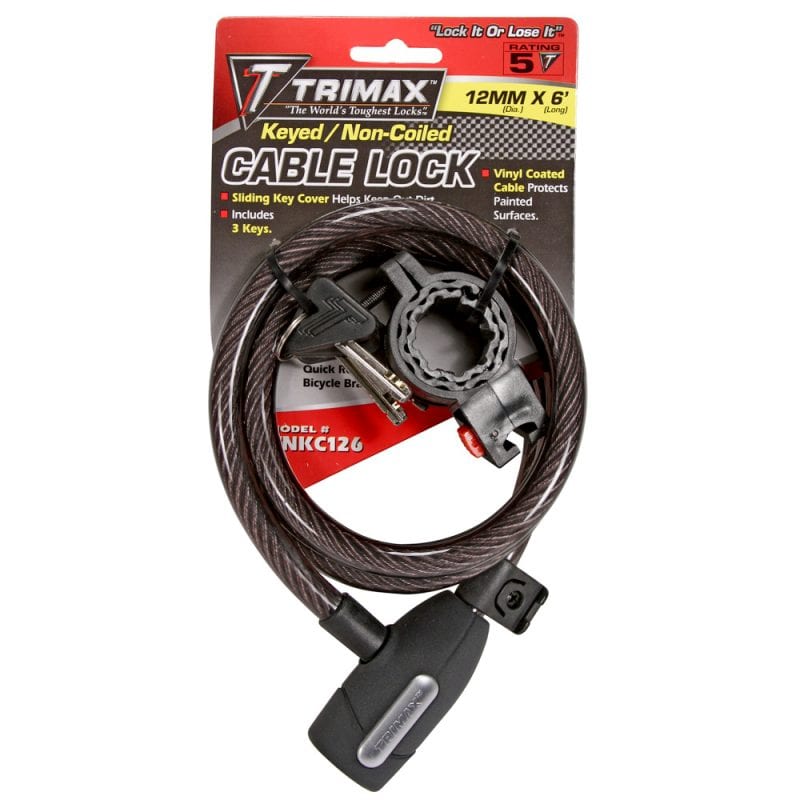 Trimax TNKC126 Non-Coiled Cable Lock with Quick Release Bracket