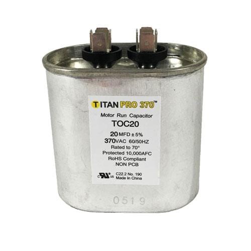Packard TOC20 Motor Run Capacitor Oval / MFD: 20 / Volts: 370