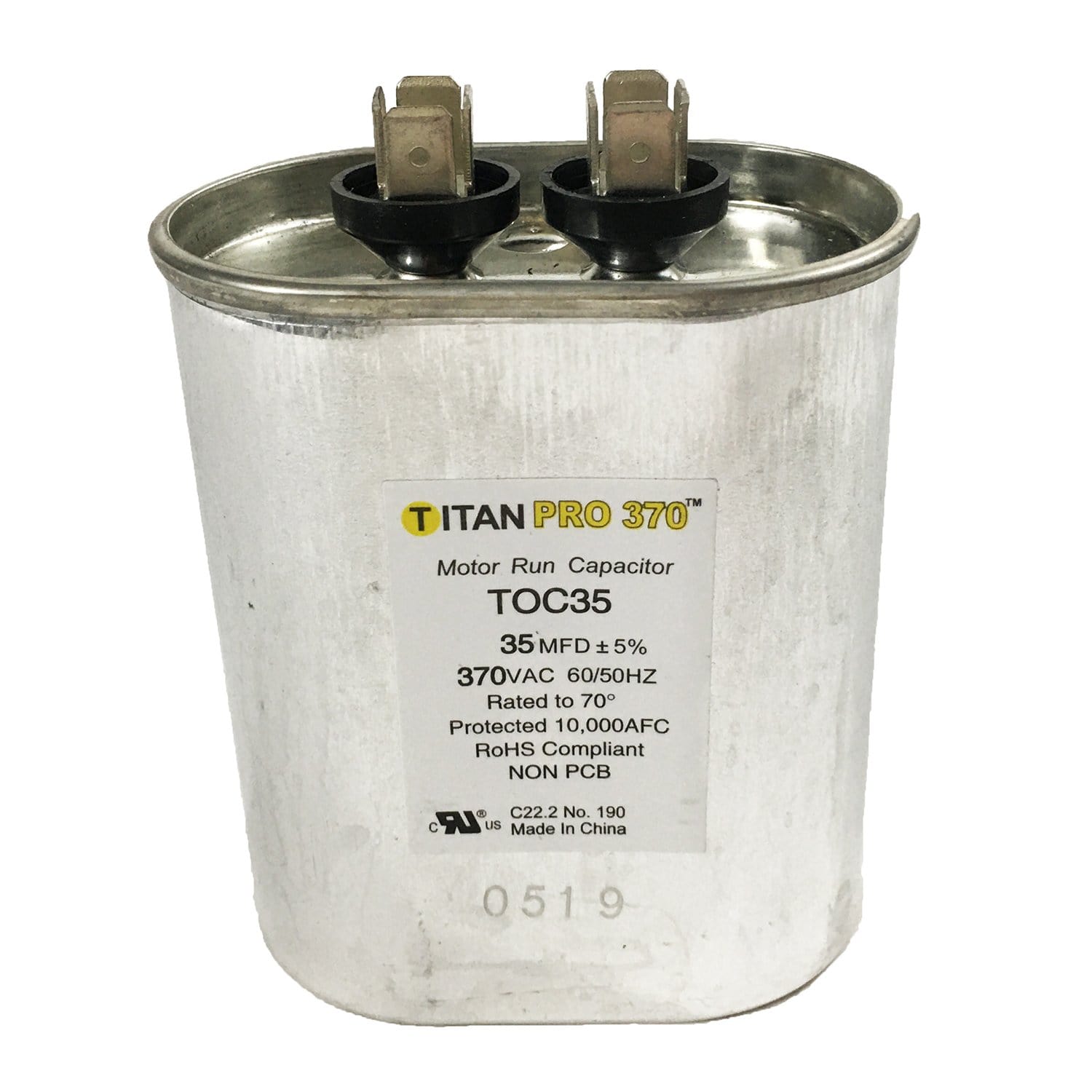 Packard TOC35 Titan Pro Run Capacitor 35 MFD 370V Oval