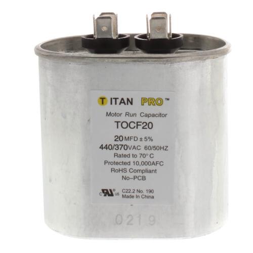 Titan Pro TOCF20 Run Capacitor 20 MFD 440/370 Volt Oval
