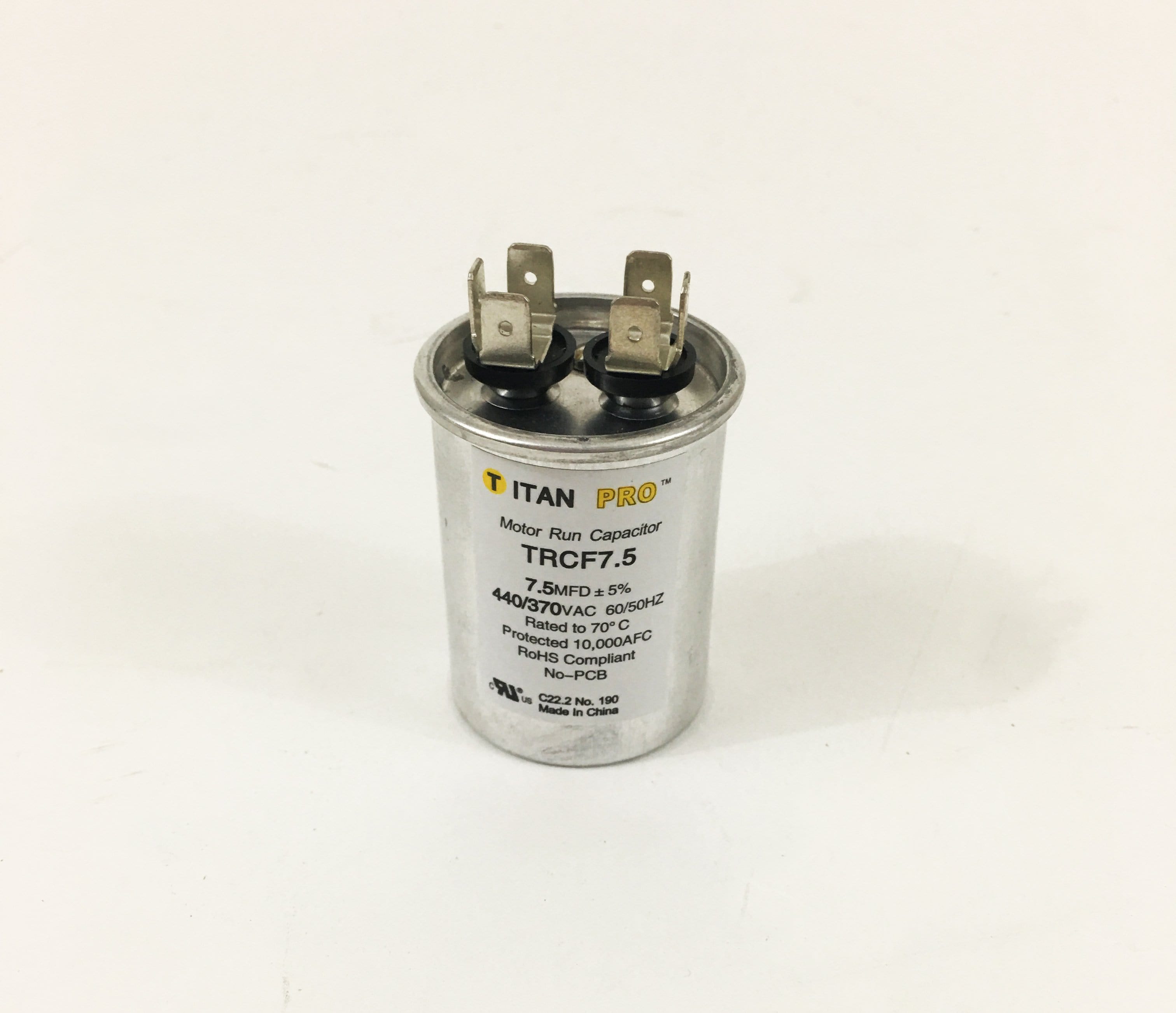 TITAN PRO TRCF7.5 Run Capacitor 7.5 MFD 440/370 Volt Round