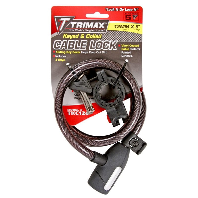 Trimax TKC126 Trimaflex Coiled Cable Lock with Bracket