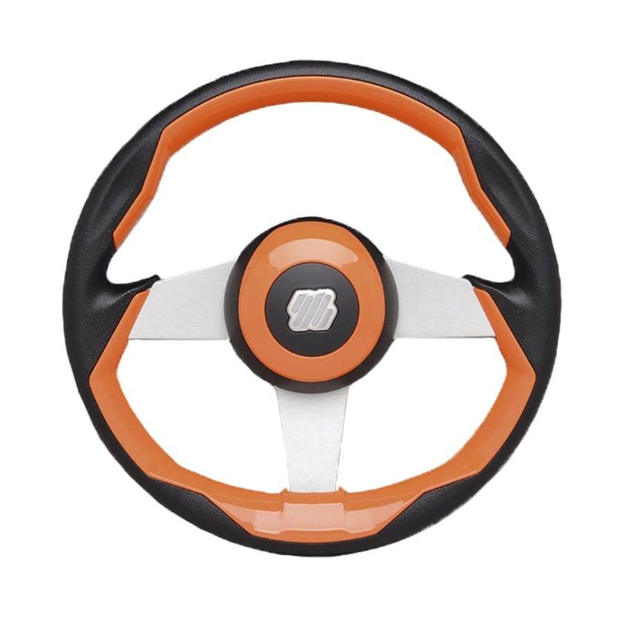 Uflex GRIMANI O/S 13.8" Dia. Steering Wheel 20671P, Orange/Black Grip, Silver Spokes