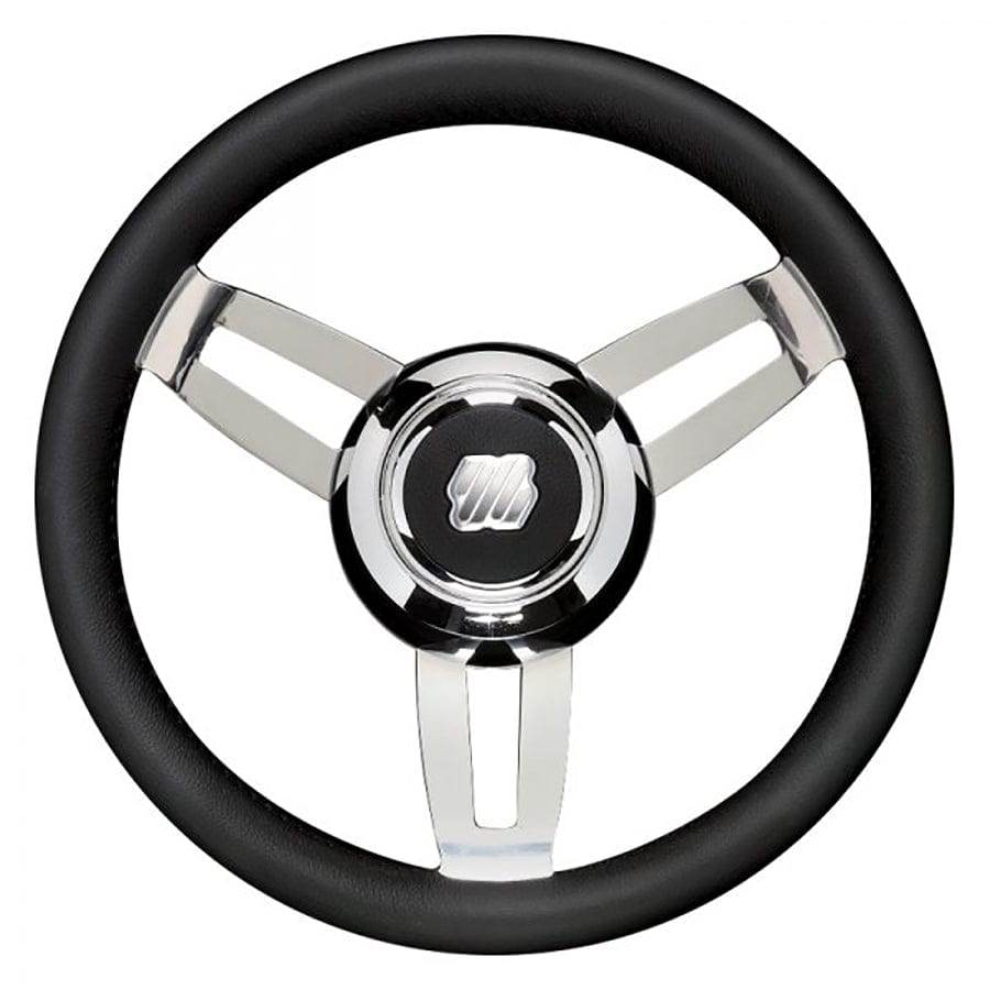 Uflex MOROSINI U/CH/B Morosini 13.8" Dia. Steering Wheel, Black, Stainless Steel, PU Coated