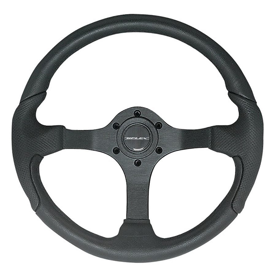Uflex NISIDA-B/B 13.8" Dia. 3-Spoke Steering Wheel 61812M, Black, Aluminum