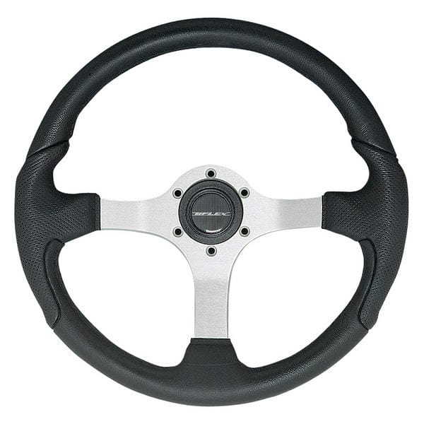 Uflex NISIDA-B/P 13.8" Dia. 3-Spoke Steering Wheel, Black Grip, Polished