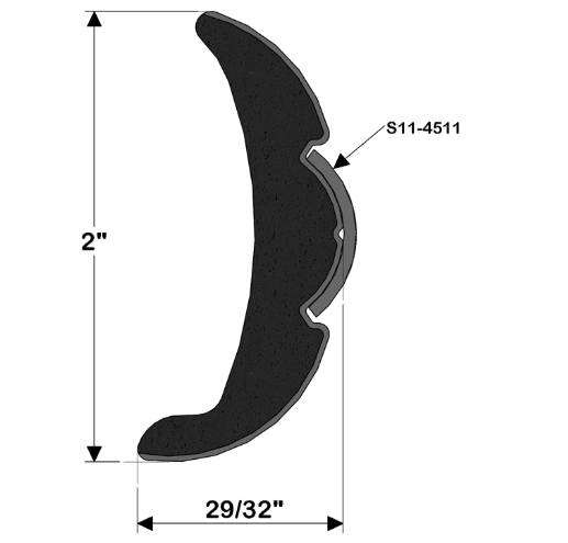 Taco V21-9906BKA60D Rigid Vinyl Flex-core Rub Rail 29/32"W x 2"H x 60'L
