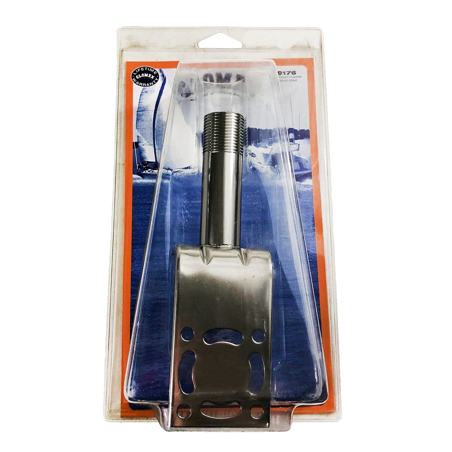 Glomex V9176 8" Stainless Steel Masthead L Bracket, 1" - 14 Thread - Blister Packed