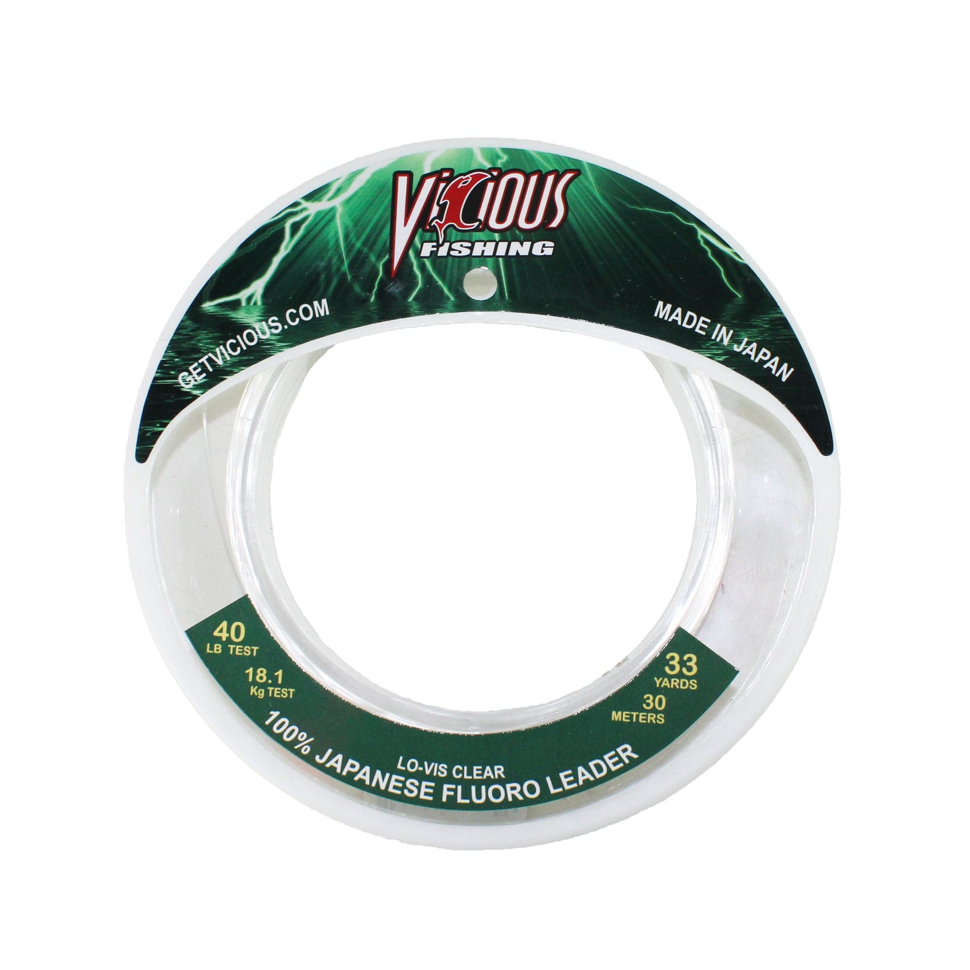 Vicious Fishing EFLWS40 40 Lb. Fluorocarbon Leader, 33 Yards, 0.23" Dia. - Clear