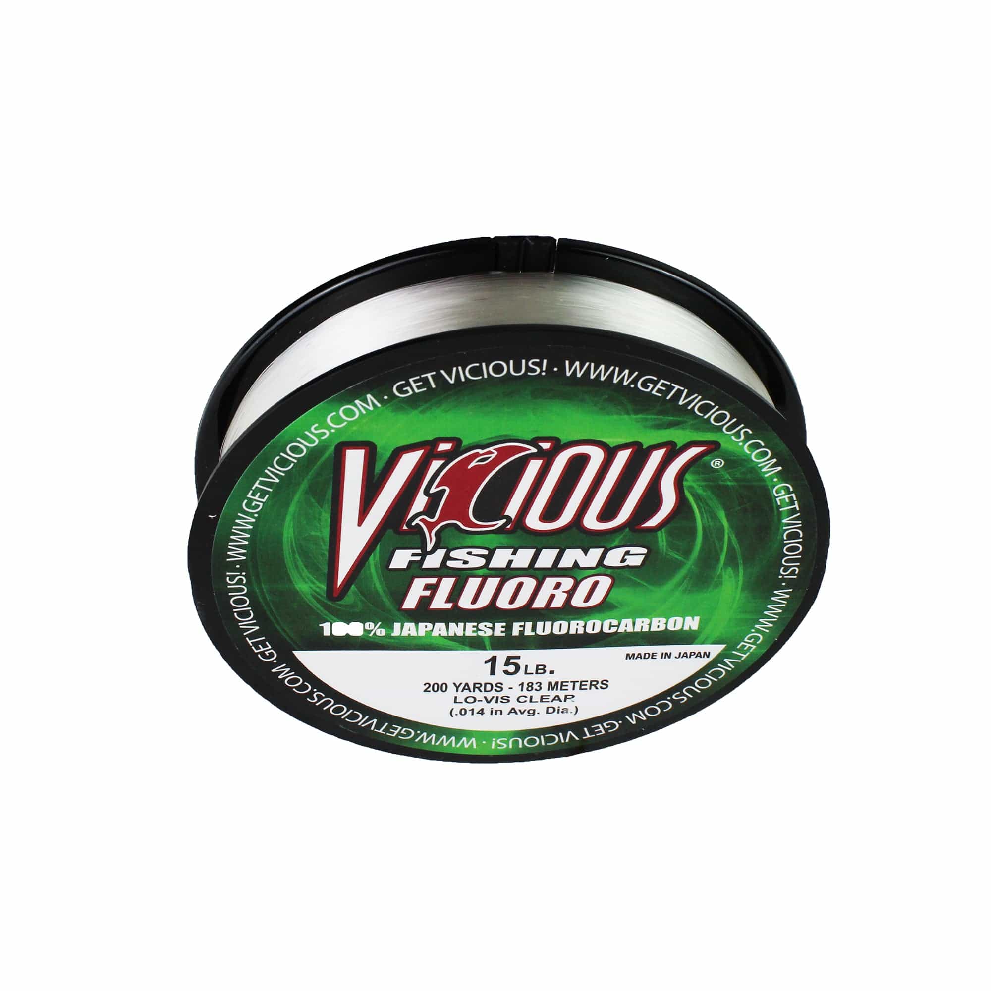 Vicious Fishing FLO Fluoro 100% Fluorocarbon Fishing Line, Clear - 200 Yards