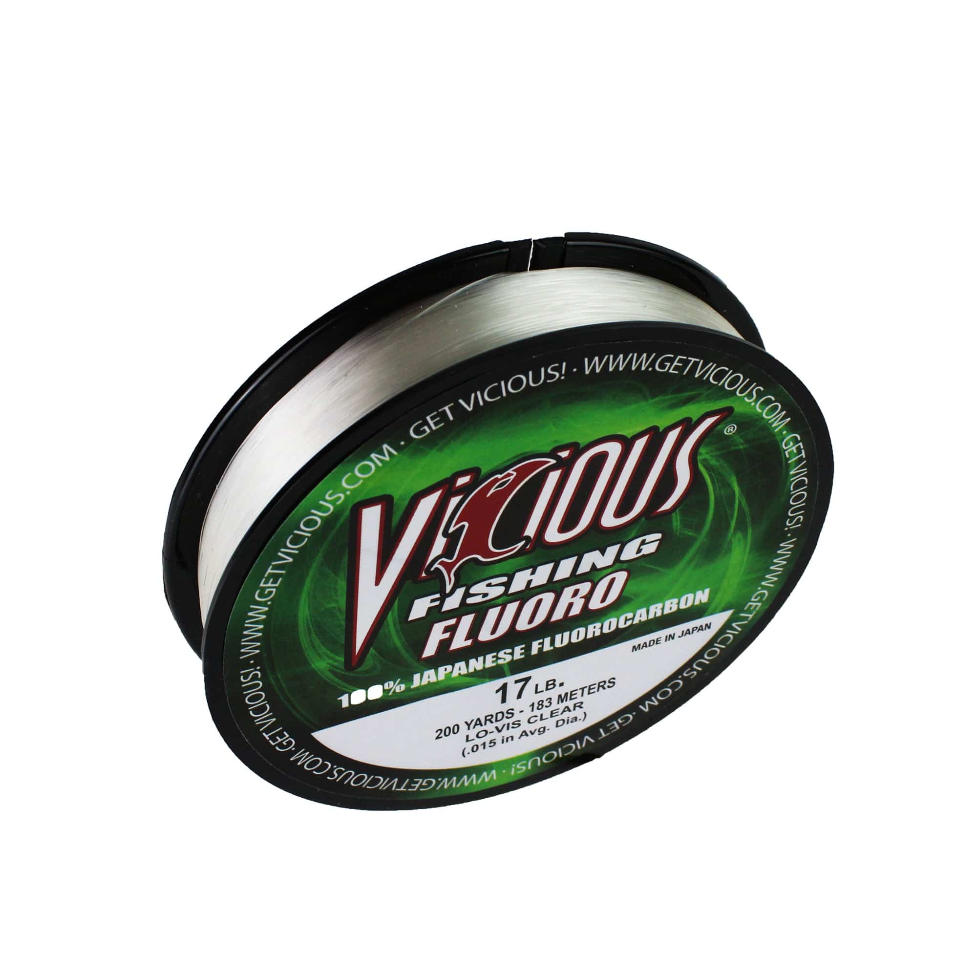 Vicious Fishing FLO Fluoro 100% Fluorocarbon Fishing Line, Clear - 200 Yards