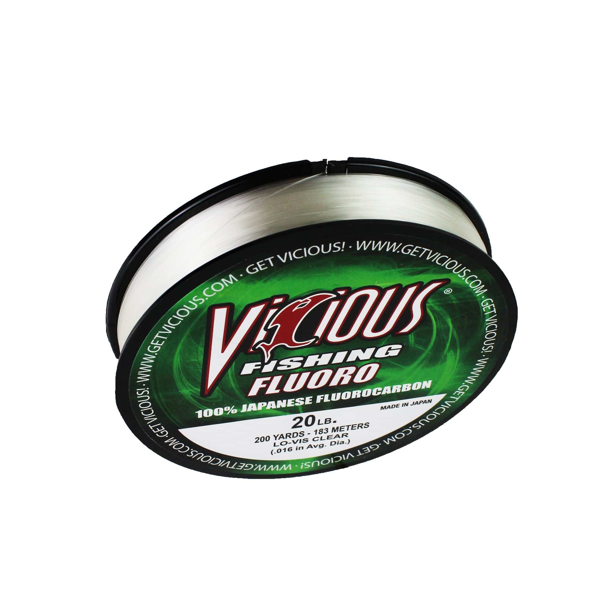 Vicious Fishing FLO Fluoro 100% Fluorocarbon Fishing Line, Clear - 200 Yards