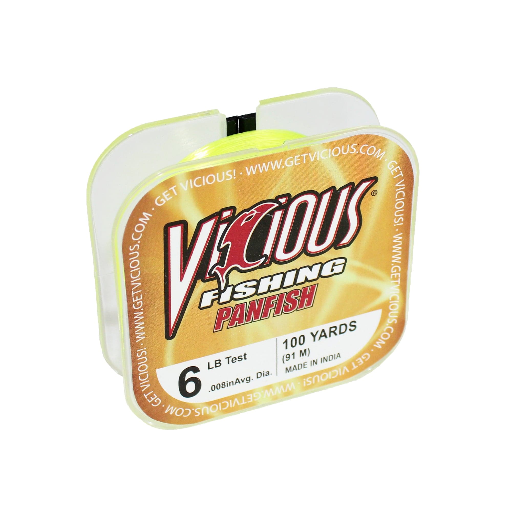 Vicious Fishing PPYL Panfish Monofilament Fishing Line, Hi-Vis Yellow - 100 Yards