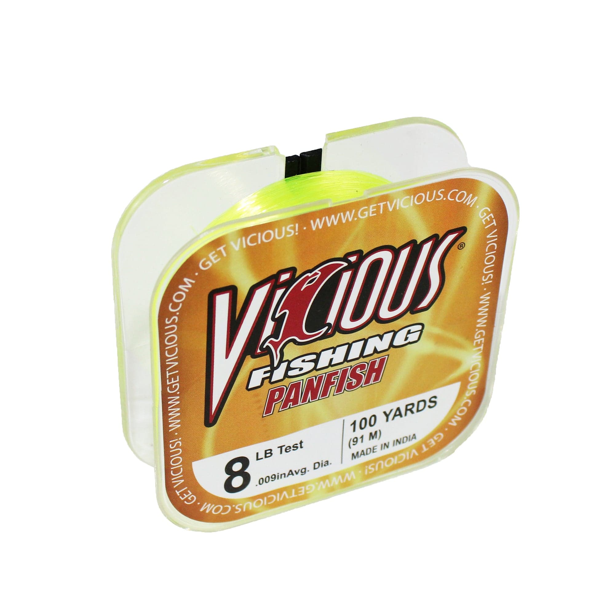 Vicious Fishing PPYL Panfish Monofilament Fishing Line, Hi-Vis Yellow - 100 Yards
