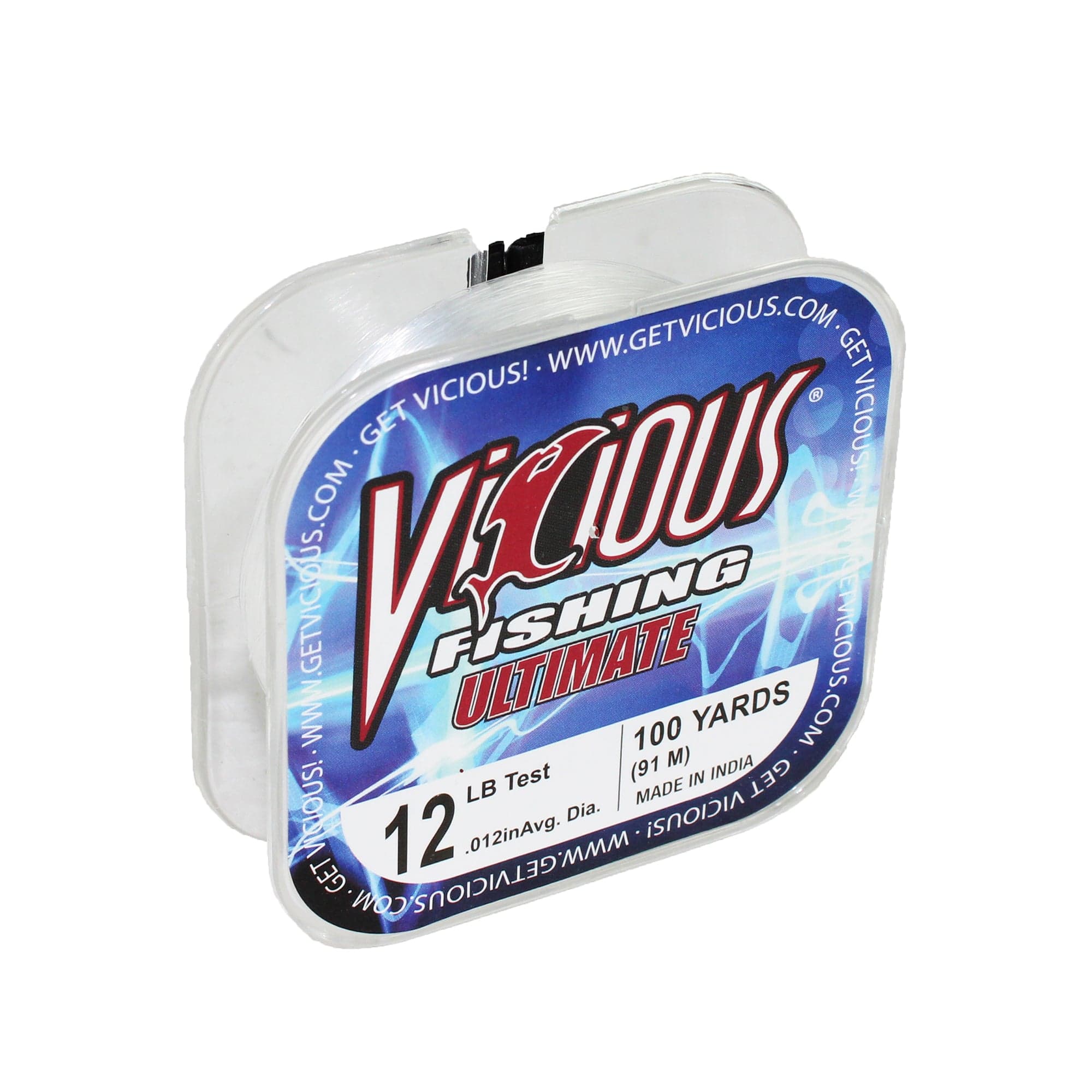 Vicious Fishing PVCB12 12 Lb. Ultimate Monofilament Fishing Line, 100 Yards, .012" Dia. - Clear Blue
