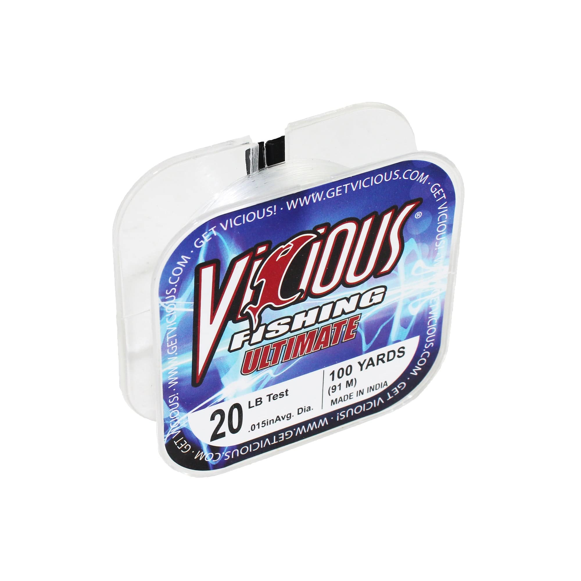 Vicious Fishing PVCB20 20 Lb. Ultimate Monofilament Fishing Line, 100 Yards, .015" Dia. - Clear Blue