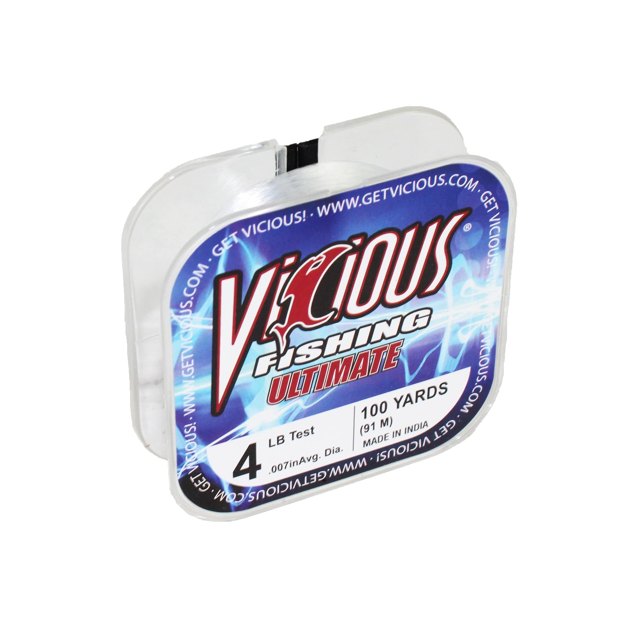 Vicious Fishing PVCB4 4 Lb. Ultimate Monofilament Fishing Line, 100 Yards, .007 Dia. - Clear Blue