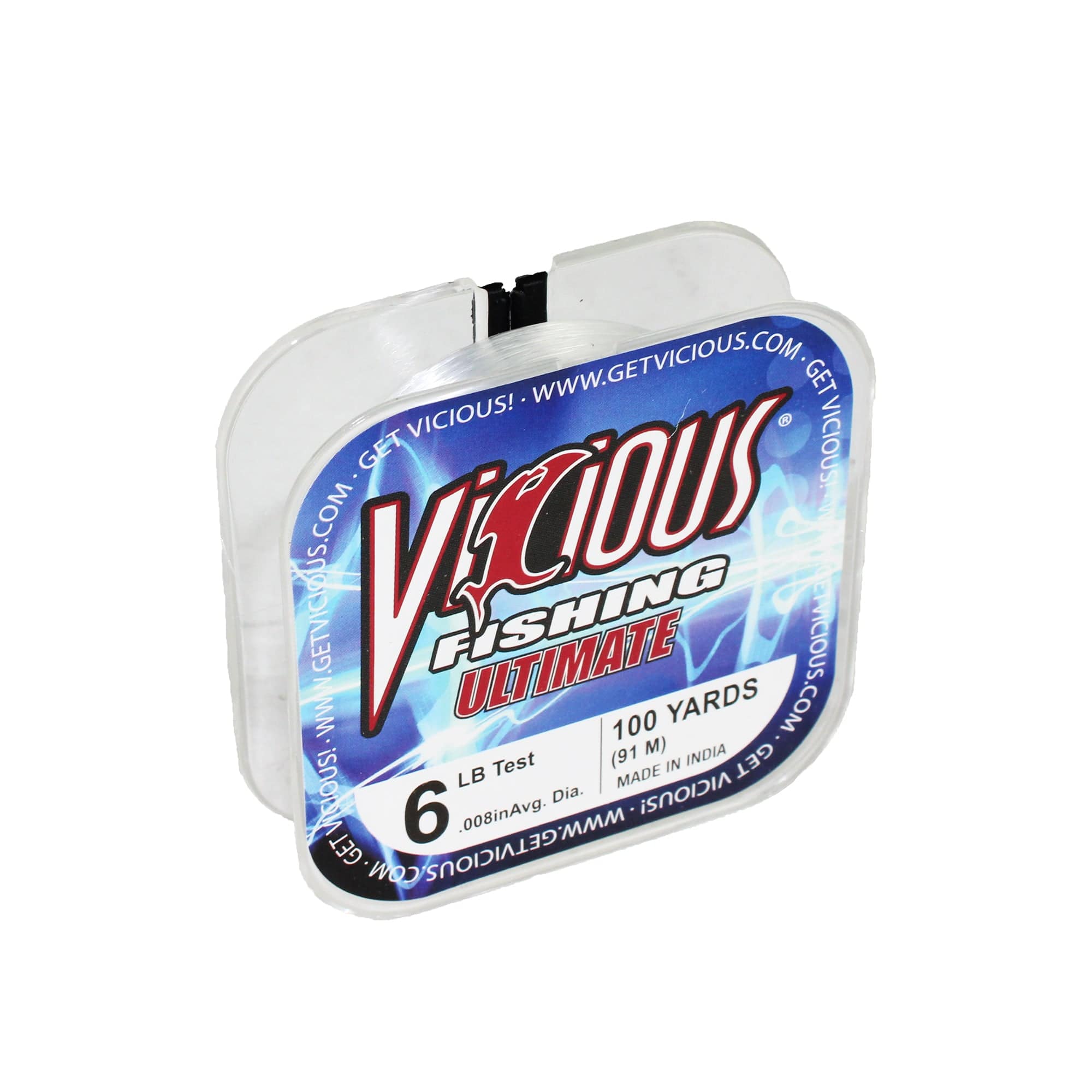 Vicious Fishing PVCB6 6 Lb. Ultimate Monofilament Fishing Line, 100 Yards, .008" Dia. - Clear Blue