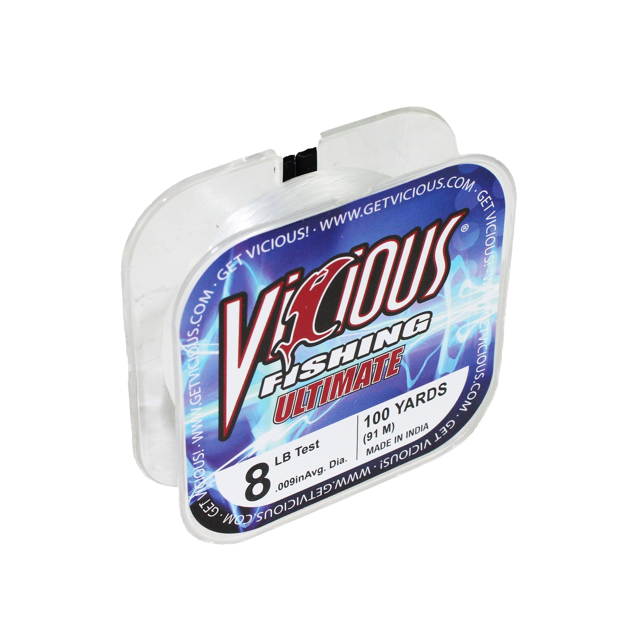 Vicious Fishing PVCB8 8 Lb. Ultimate Monofilament Fishing Line, 100 Yards, .009" Dia. - Clear Blue