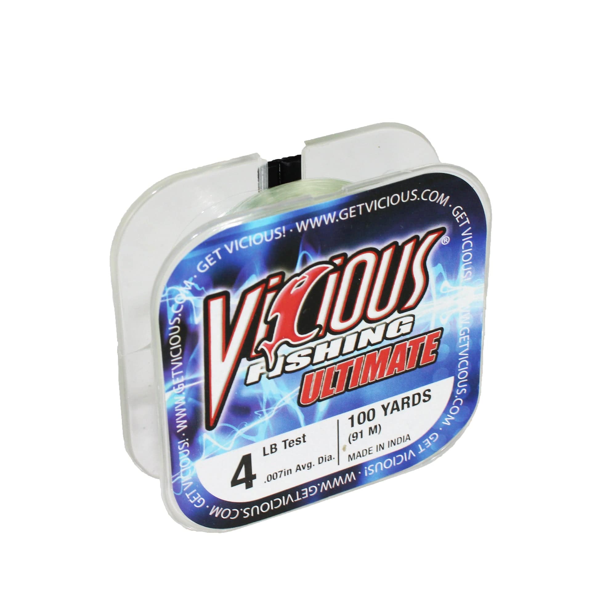 Vicious Fishing PVGN4 4 Lb. Ultimate Monofilament Fishing Line, 100 Yards, .007" Dia. - Lo-Vis Green