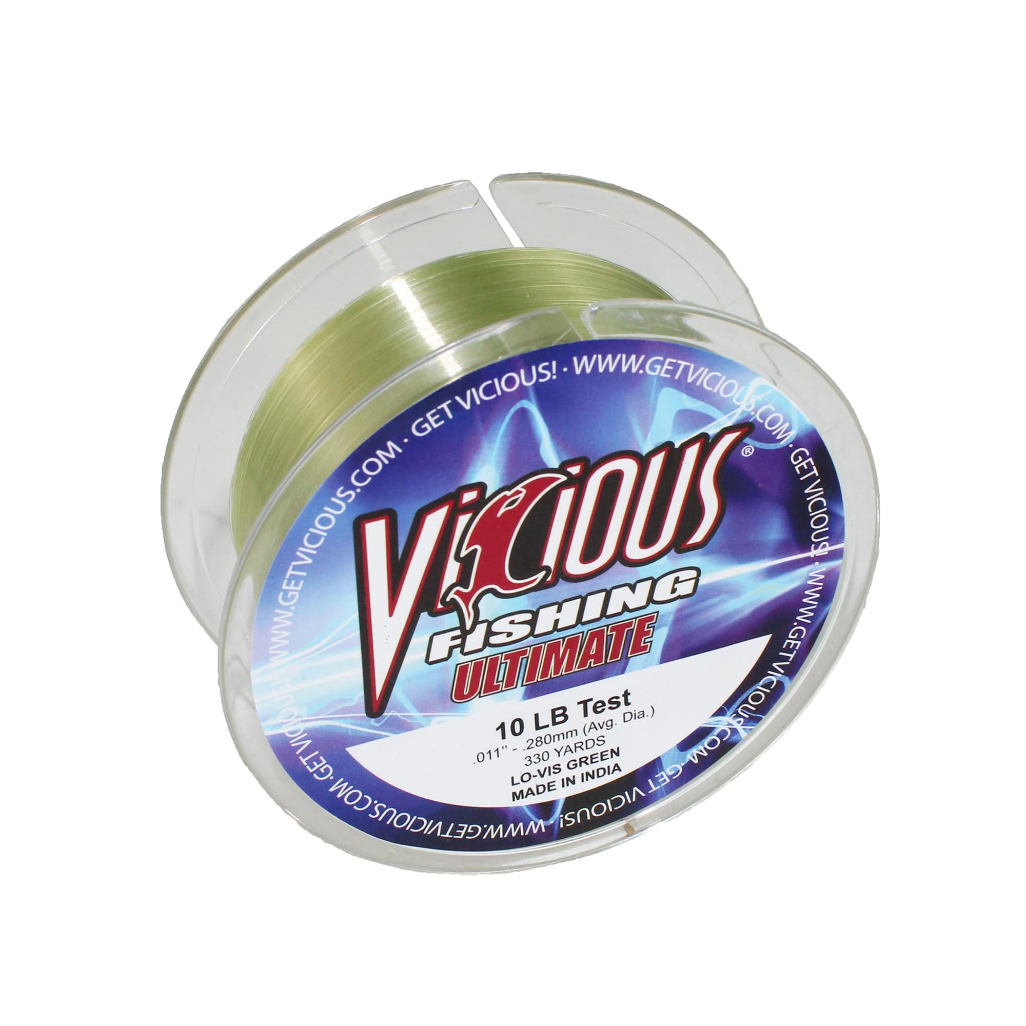 Vicious Fishing VGN Ultimate Monofilament Fishing Line, Lo-Vis Green - 330 Yards