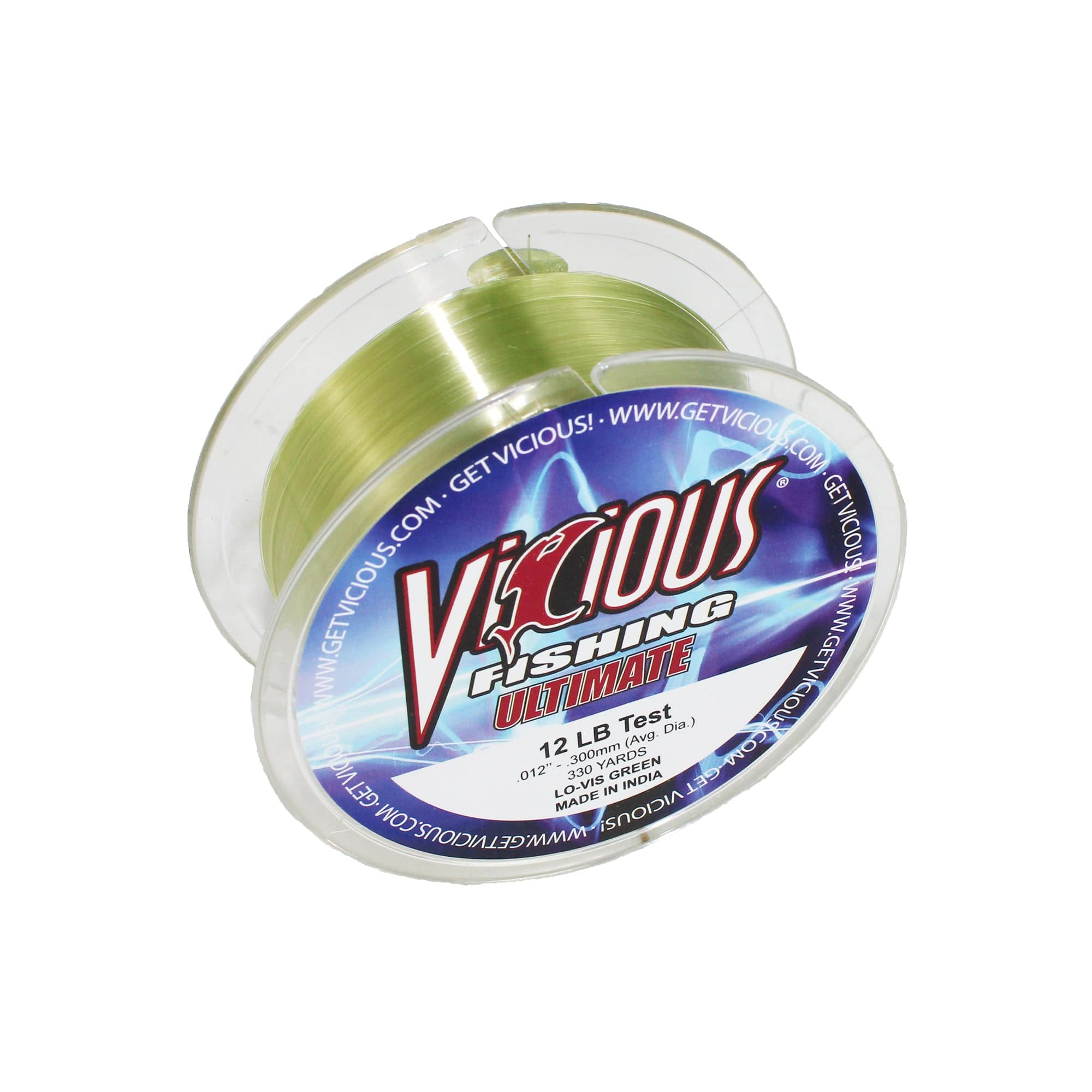 Vicious Fishing VGN Ultimate Monofilament Fishing Line, Lo-Vis Green - 330 Yards