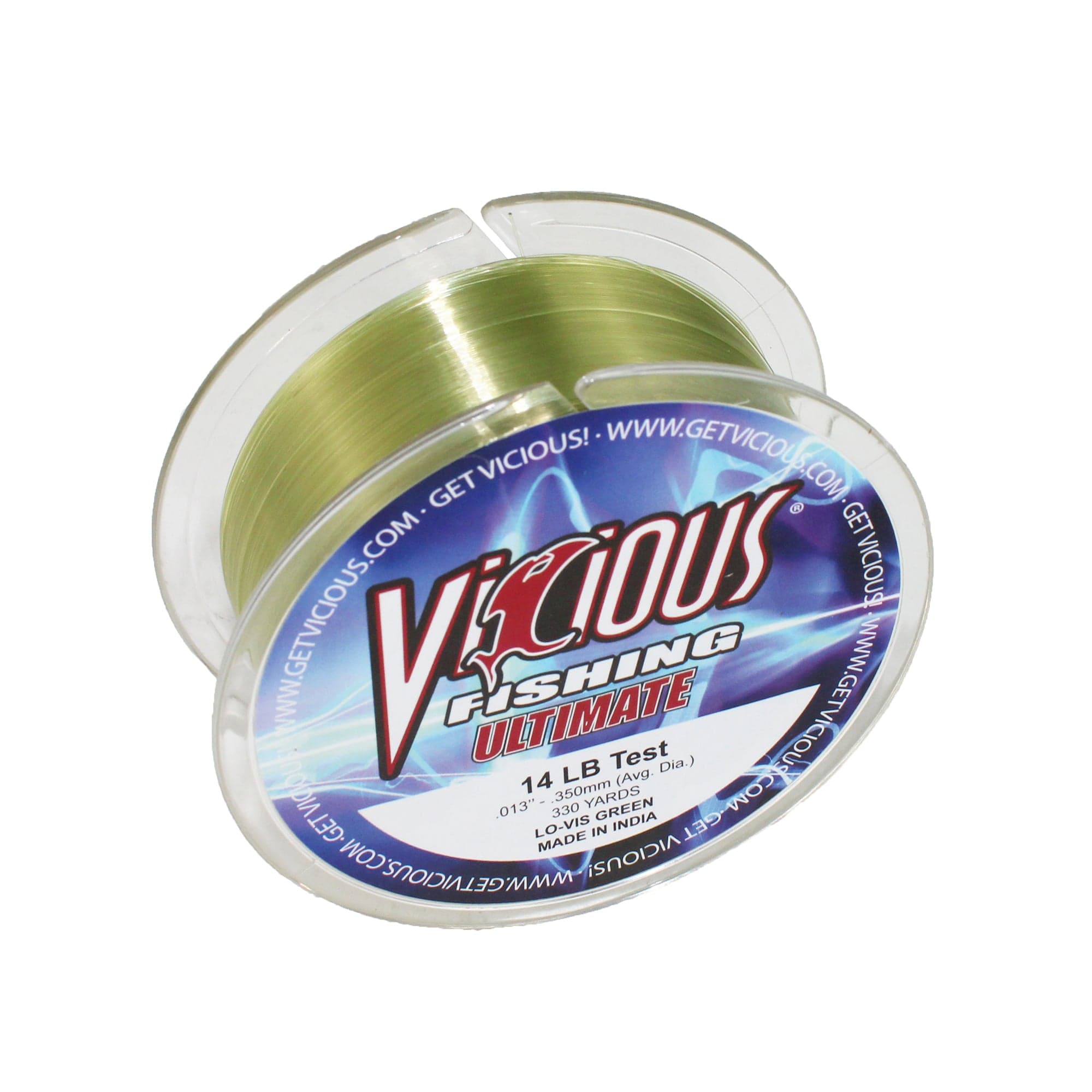 Vicious Fishing VGN Ultimate Monofilament Fishing Line, Lo-Vis Green - 330 Yards