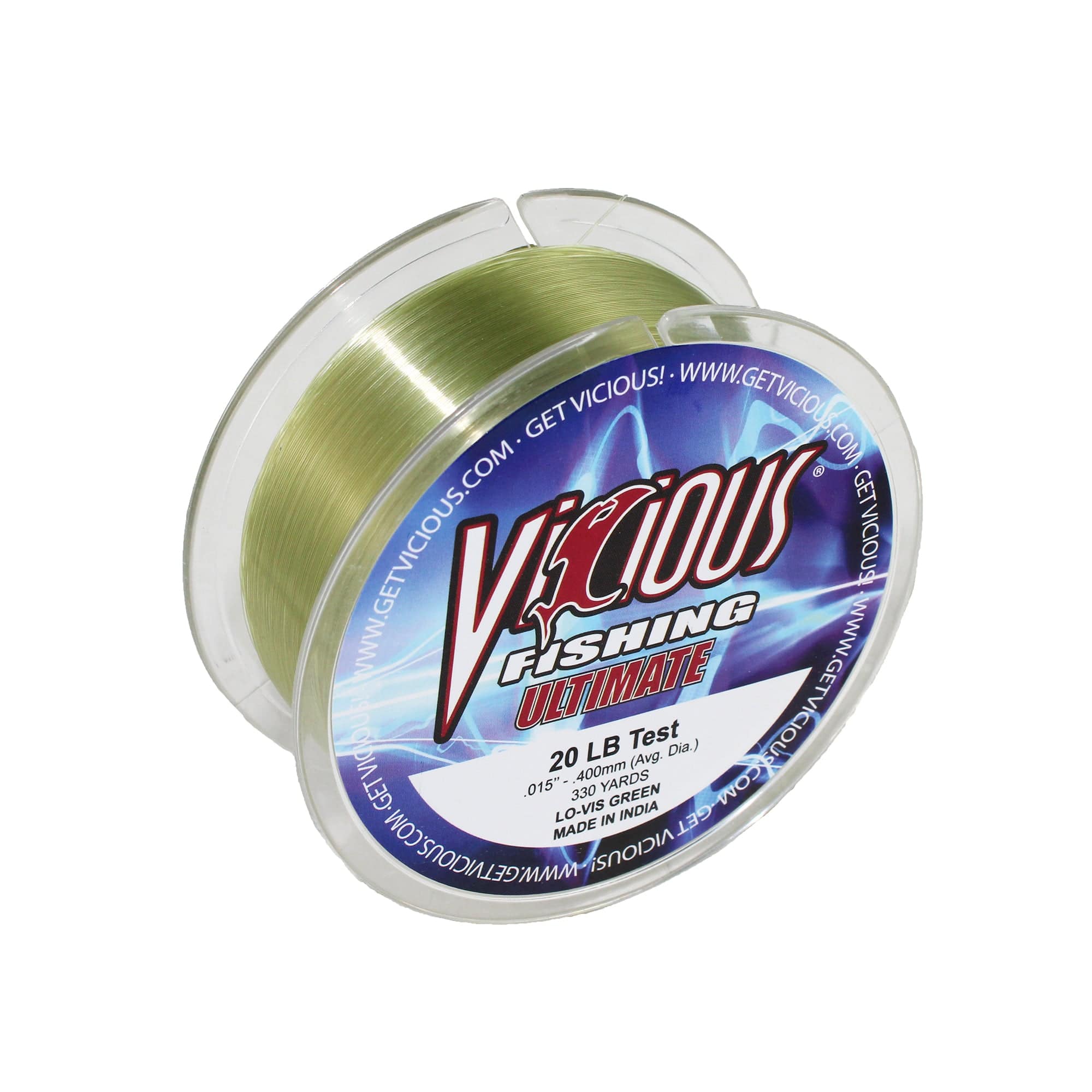 Vicious Fishing VGN Ultimate Monofilament Fishing Line, Lo-Vis Green - 330 Yards