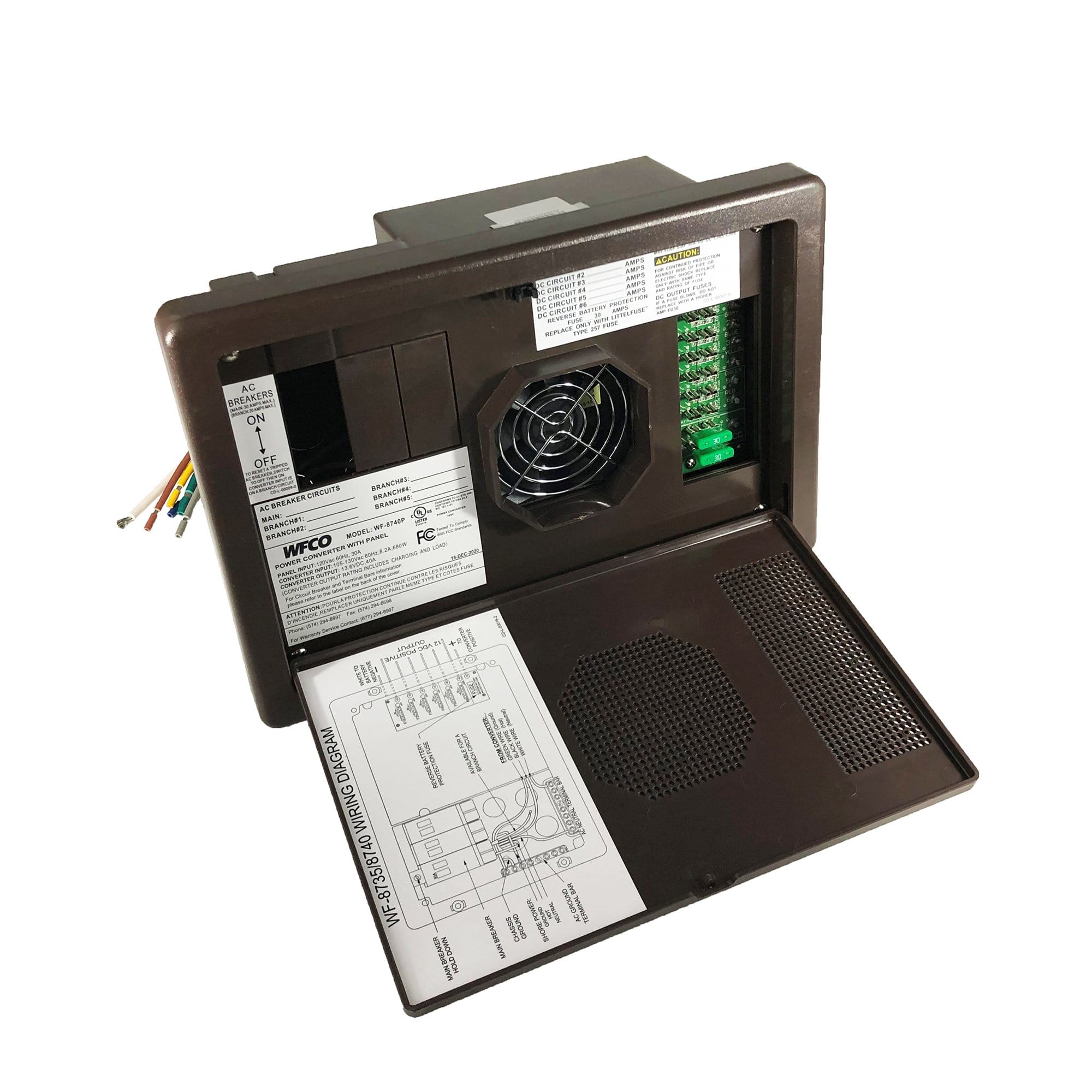 WFCO WF-8740P WF-8700 Series Power Center Converter Charger - 40 Amp, Brown